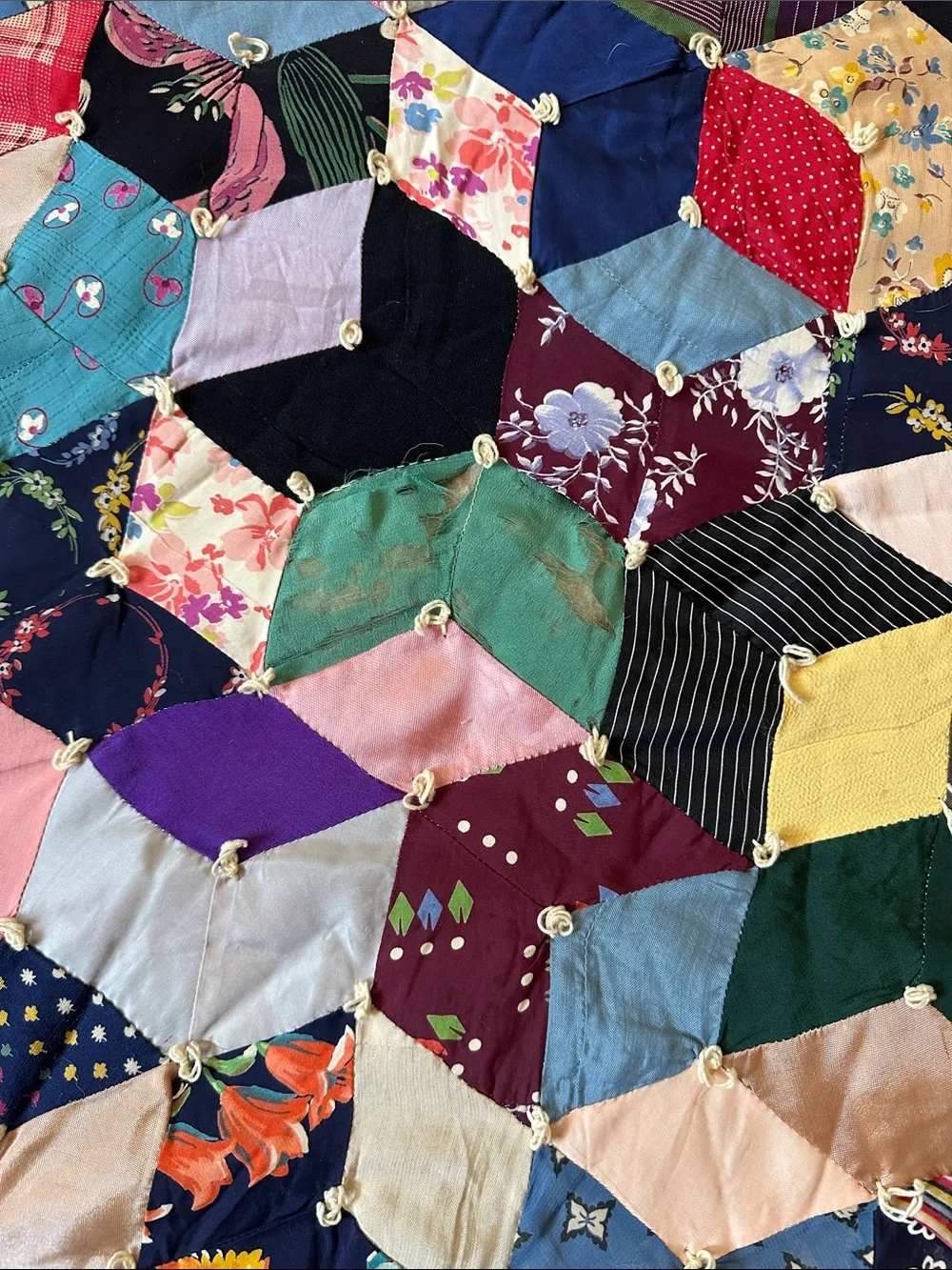 Antique Tumbling Blocks Butterfly Cotton Quilt Romantic Ethereal Beauty